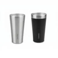 Kit Copos Térmicos Tramontina Exata em Aço Inox e Preto sem Tampa 420ml 2 Peças