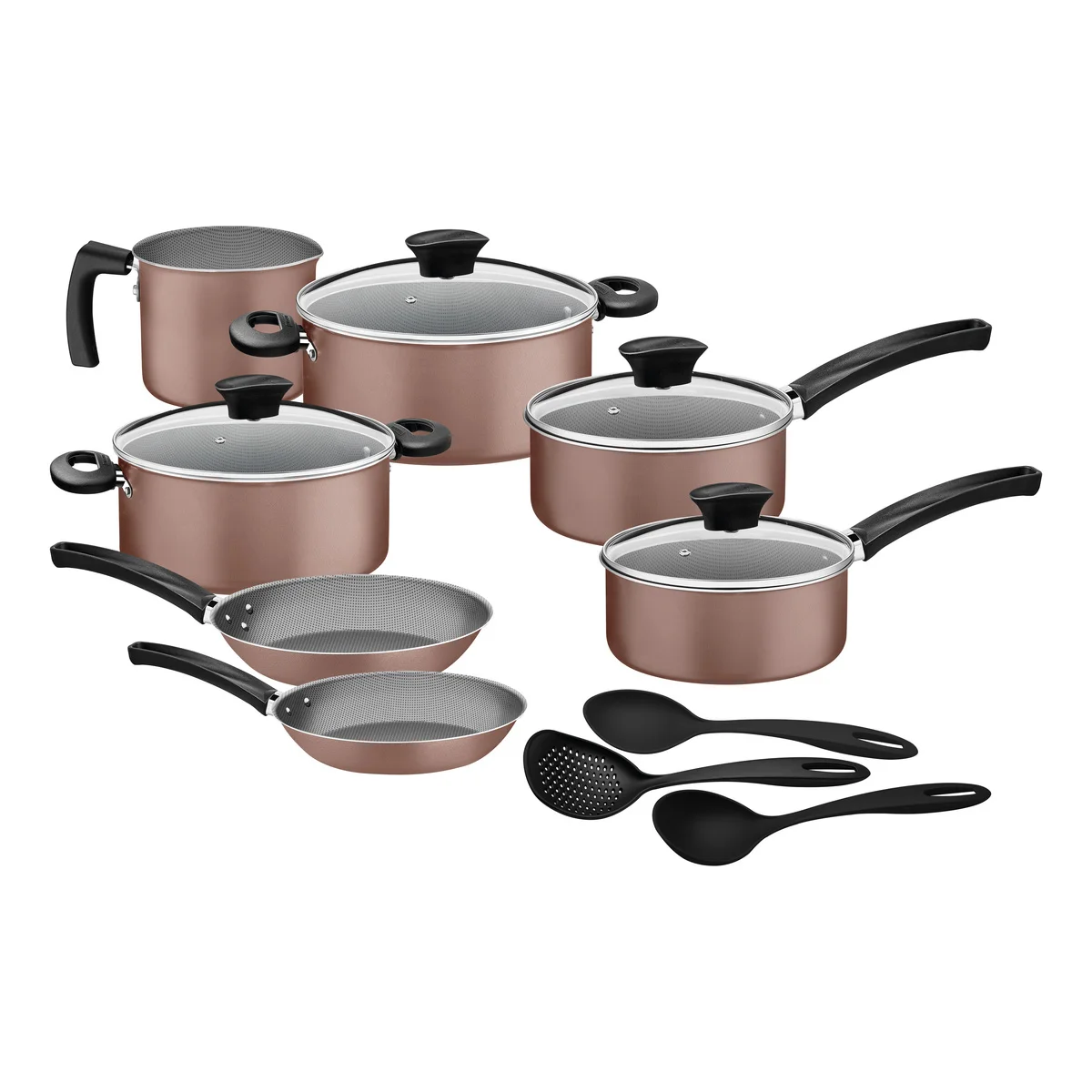 Kit Cozinha Tramontina Michigan em Alumínio com Revestimento Interno e Externo em Antiaderente Starflon Max Siena Natural 10 Peças