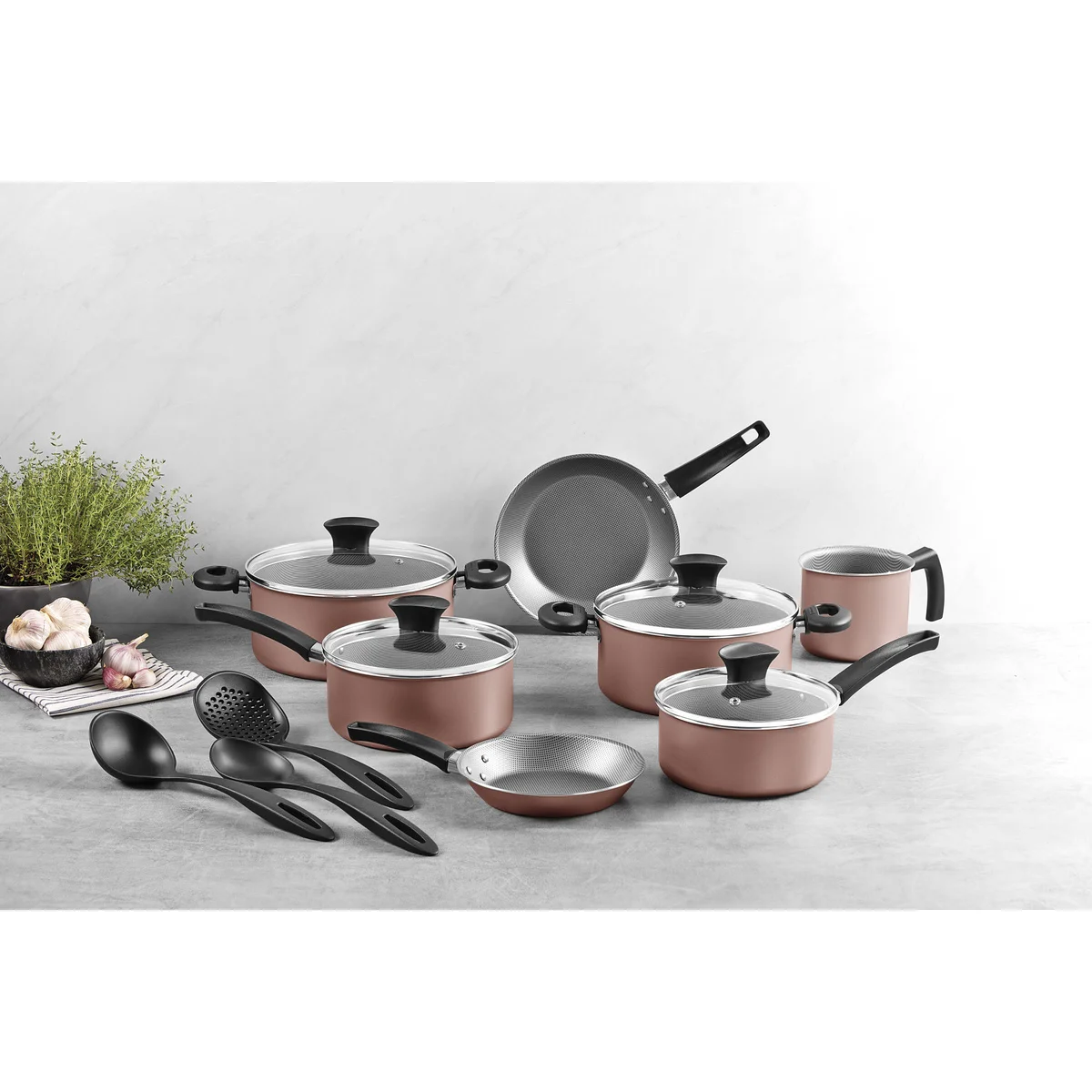 Kit Cozinha Tramontina Michigan em Alumínio com Revestimento Interno e Externo em Antiaderente Starflon Max Siena Natural 10 Peças