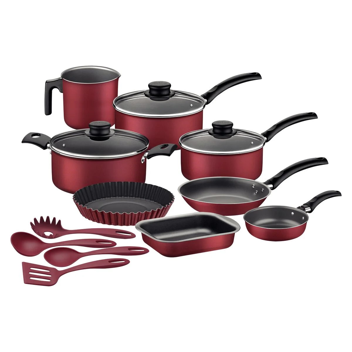 Kit Cozinha Tramontina Turim em Alumínio com Revestimento Externo e Interno em Antiaderente Starflon Max Vermelho 12 Peças