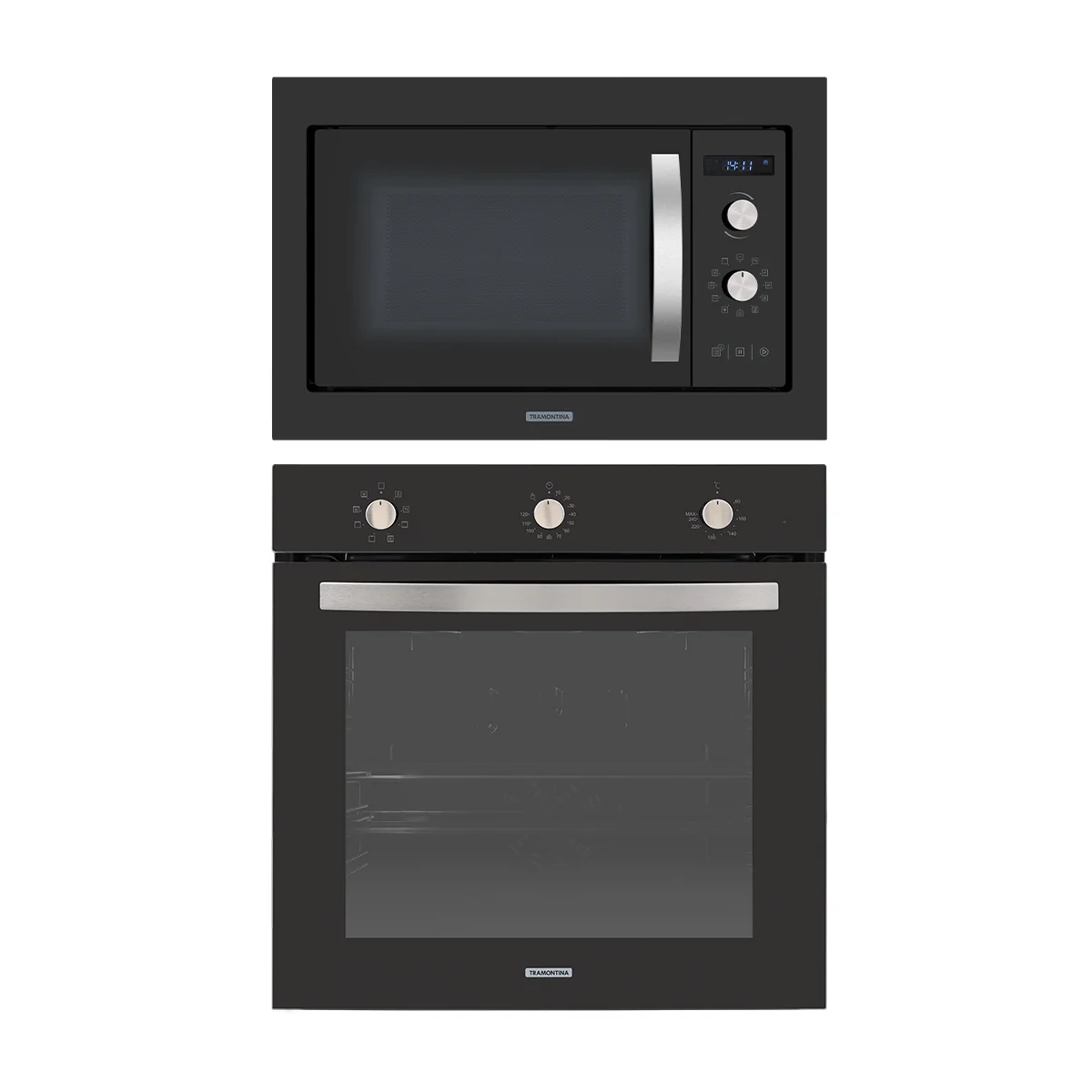 Kit Cozinha de Embutir Glass Cook Tramontina Micro-ondas 25L e Forno Vidro Preto 73L 220V