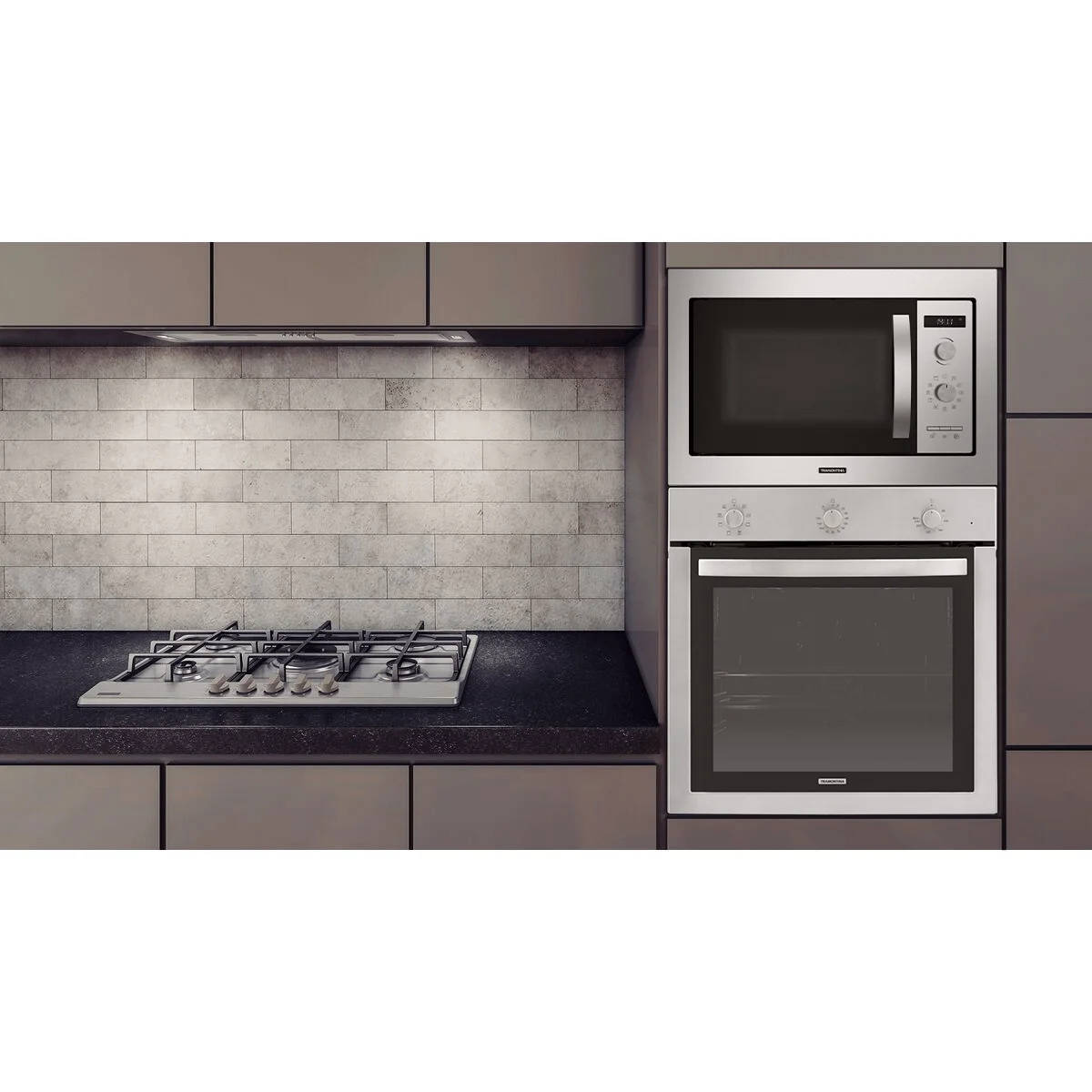 Kit Cozinha de Embutir Inox Tramontina Micro-ondas 25L e Forno Cook 73L 220V
