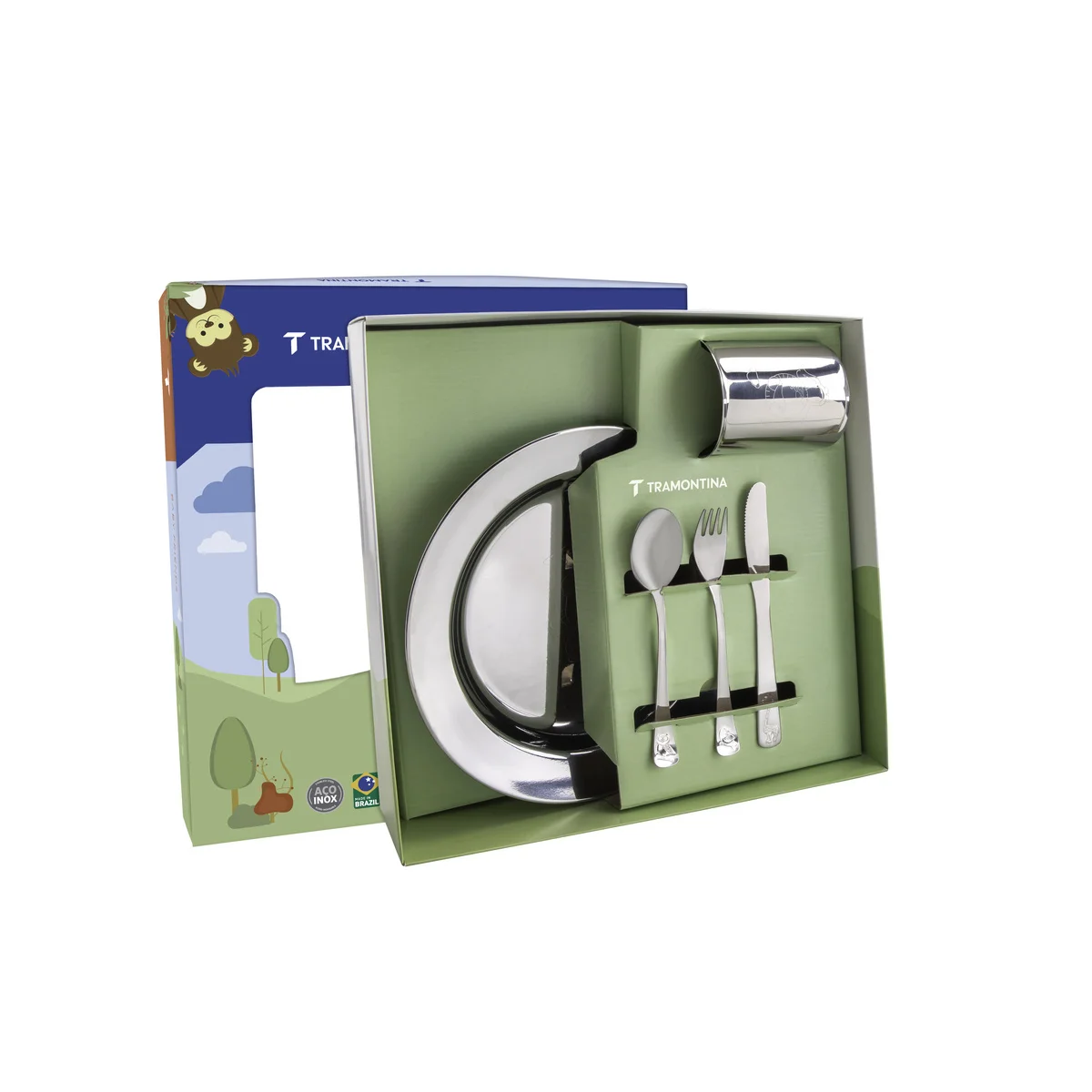 Kit Infantil Tramontina para Refeição em Aço Inox 5 Peças