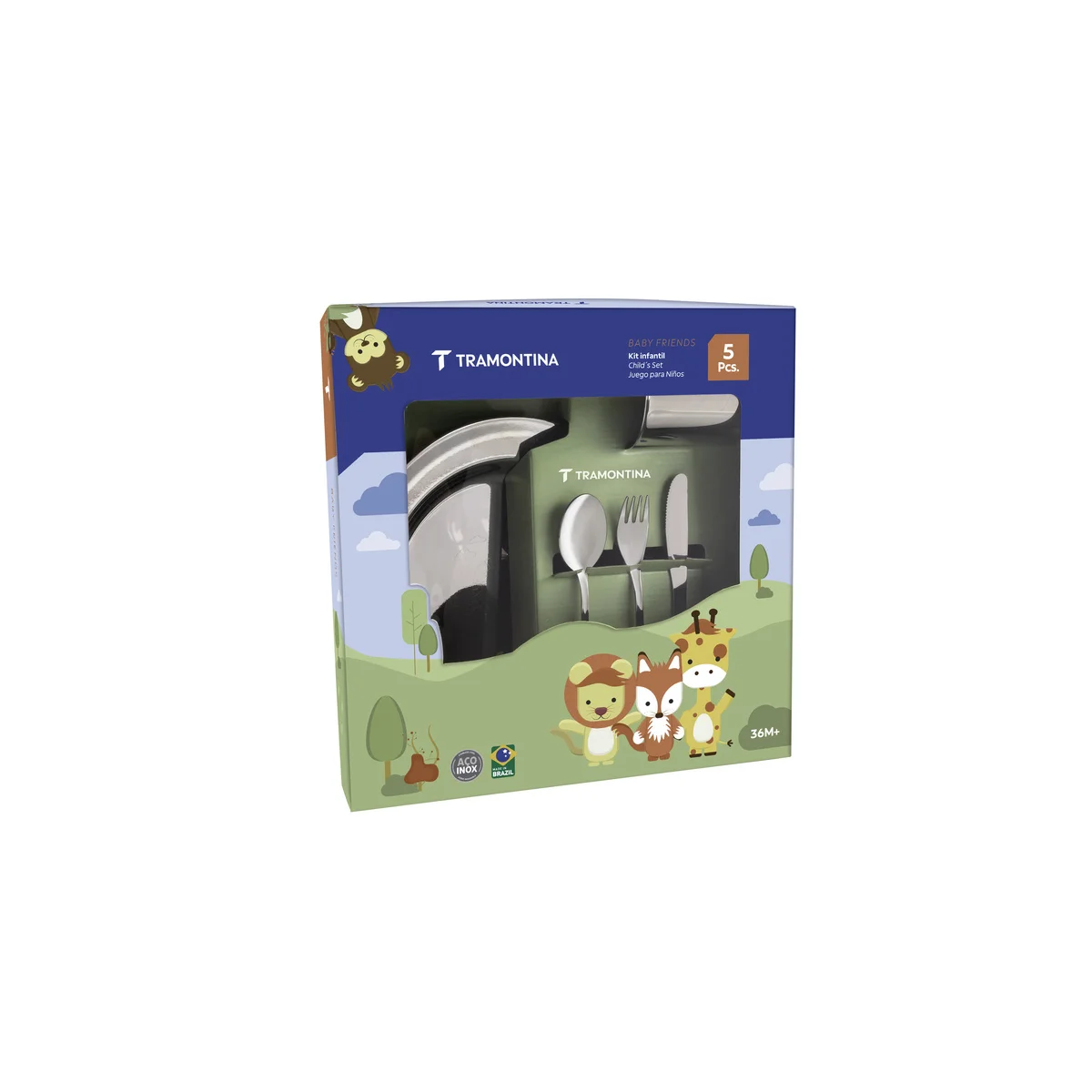 Kit Infantil Tramontina para Refeição em Aço Inox 5 Peças