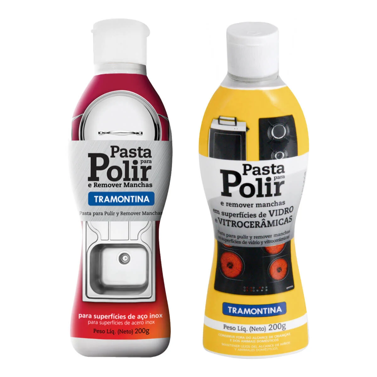 Kit Limpeza Tramontina Pastas para Polir e Remover Manchas Inox Vidro e Vitrocerâmica 200g