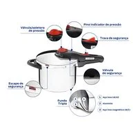 Kit Panelas Tramontina Solar Inox Fundo Triplo com Panela de Pressão 6L 7 Peças