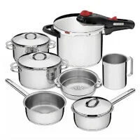 Kit Panelas Tramontina Solar Inox Fundo Triplo com Panela de Pressão 6L 7 Peças