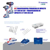 Kit Parafusadeira/Furadeira de Impacto 20V 66 N.m + Parafusadeira de Impacto 20V 285 N.m Tramontina by Total