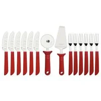 Kit Pizza Tramontina com Lâminas em Aço Inox e Cabos de Polipropileno Vermelho 14 Peças