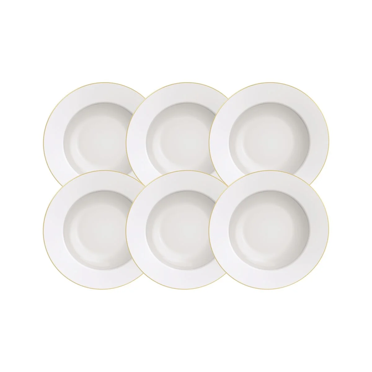 Kit Prato Fundo Filetado Tramontina Elisa em Porcelana com Borda Dourada 23 cm 06 Peças