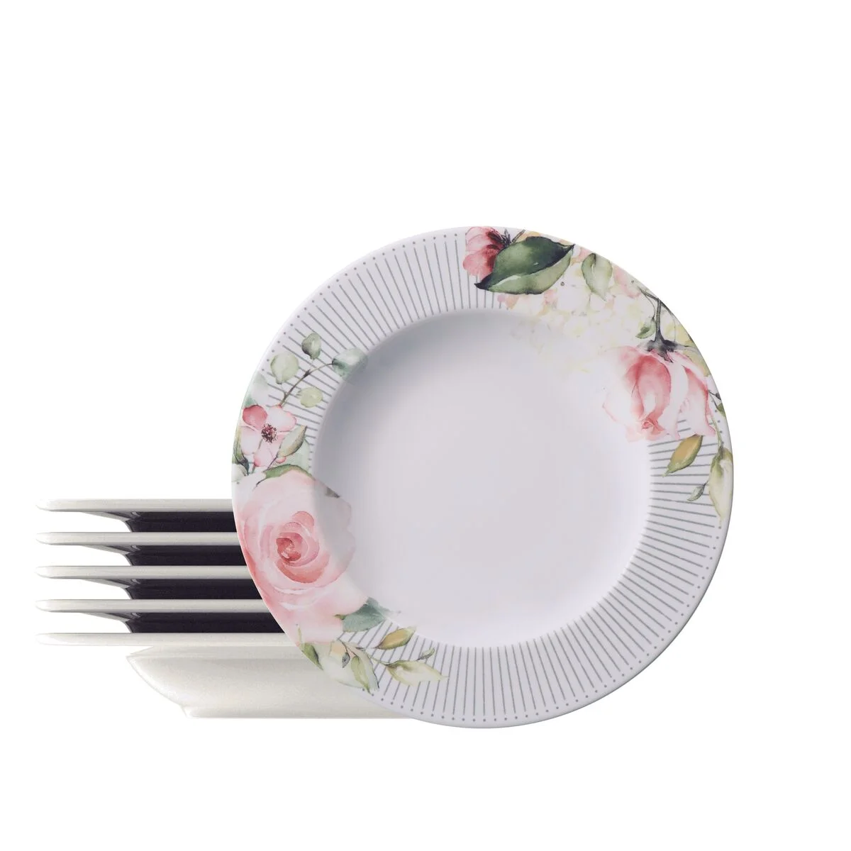 Kit Prato Fundo Tramontina Ornatta em Porcelana Decorada 23 cm 6 Peças