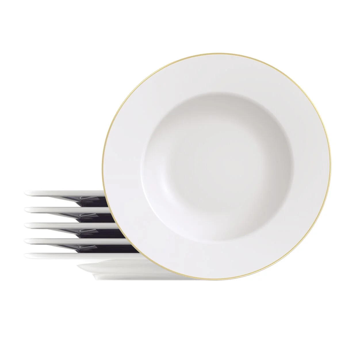 Kit Prato Raso Filetado Tramontina Elisa em Porcelana com Borda Dourada 28 cm 06 Peças