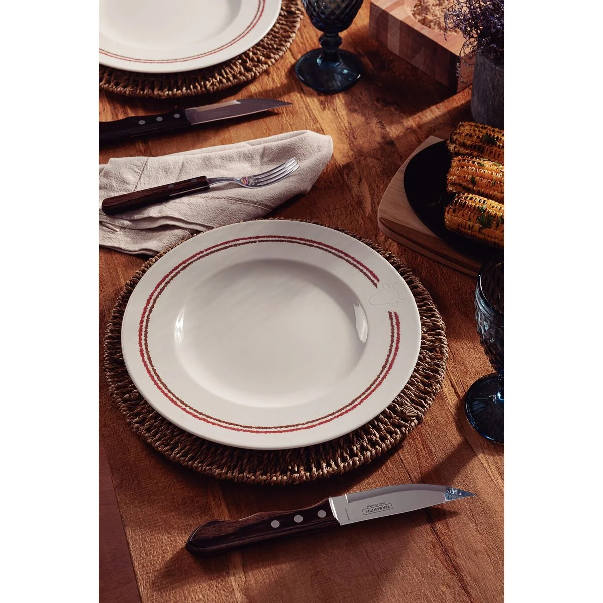 Kit Prato Raso Tramontina Churrasco Classic em Porcelana 28 cm 06 Peças