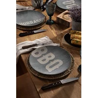 Kit Prato Raso Tramontina Churrasco Stone em Porcelana 28 cm 6 Peças