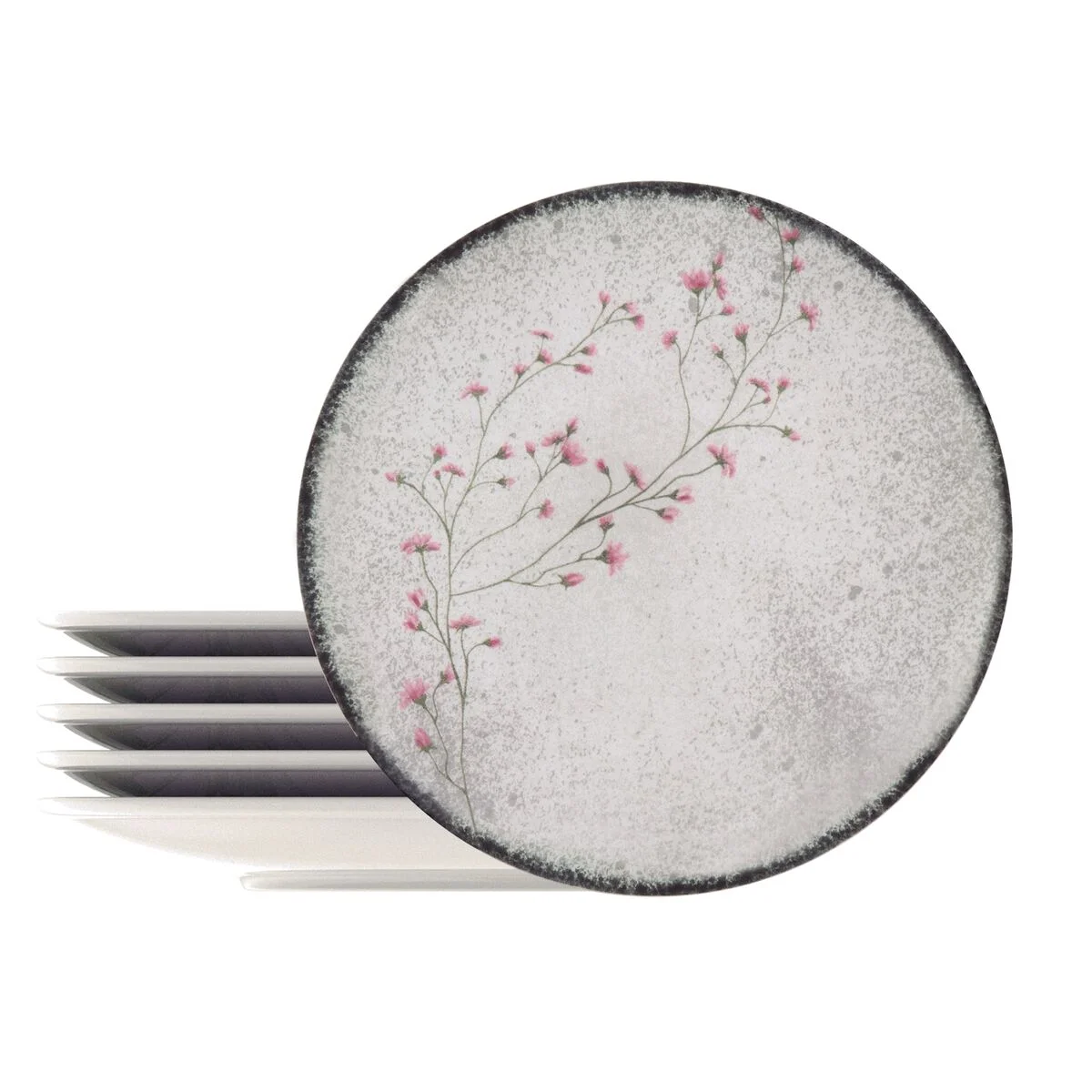 Kit Prato Raso Tramontina Floralis em Porcelana Decorada 25 cm 6 Peças