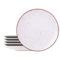 Kit Prato Raso Tramontina Rústico Marrom em Porcelana Decorada 28 cm 06 Peças