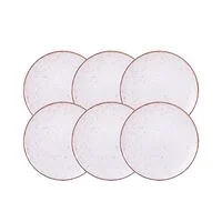 Kit Prato Raso Tramontina Rústico Marrom em Porcelana Decorada 28 cm 06 Peças