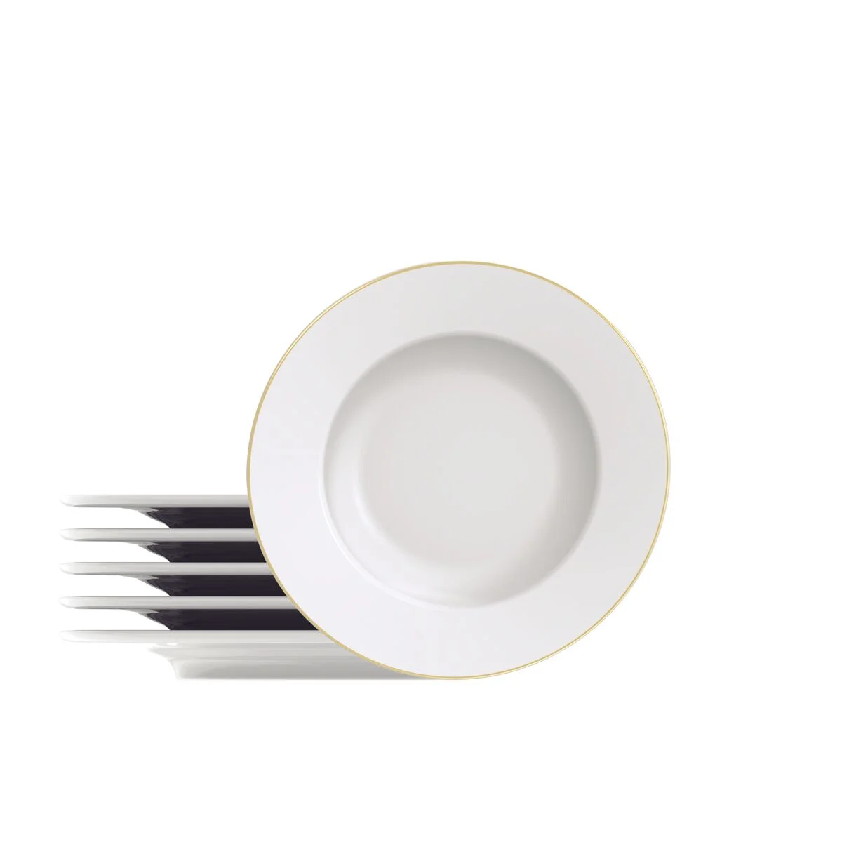 Kit Prato Sobremesa Filetado Tramontina Elisa em Porcelana com Borda Dourada 21 cm 06 Peças