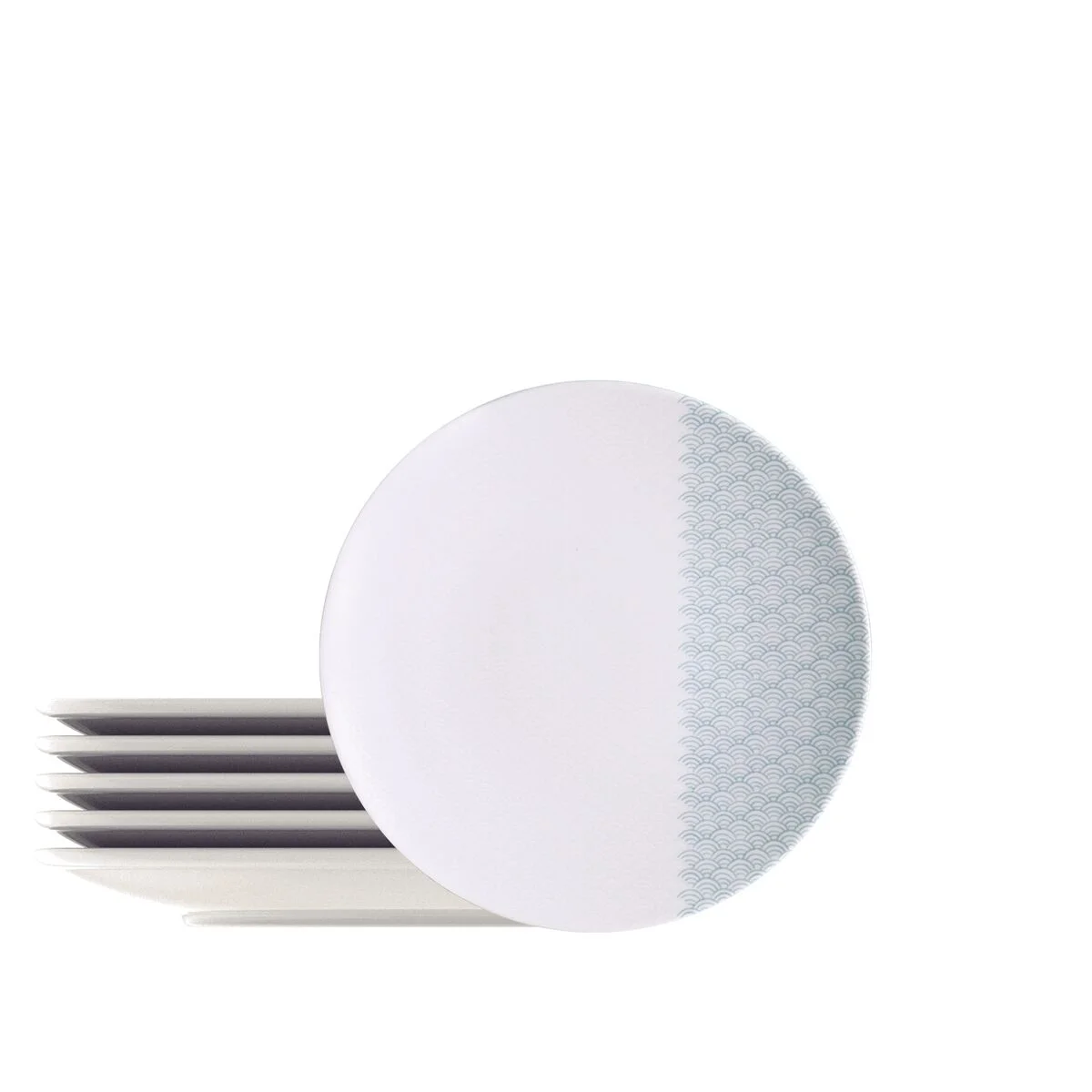Kit Prato Sobremesa Tramontina Aquarius em Porcelana Decorada 21 cm 06 Peças