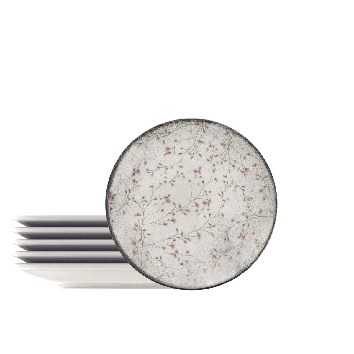 Kit Prato Sobremesa Tramontina Floralis em Porcelana Decorada 19 cm 6 Peças
