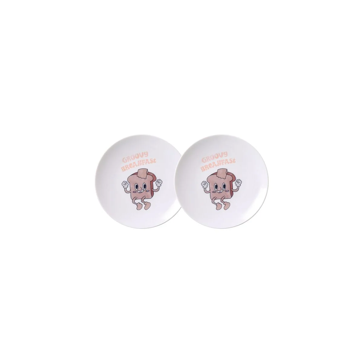 Kit Prato Sobremesa Tramontina Groovy Breakfast em Porcelana Decorada 19 cm 2 Peças