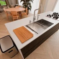 Kit Tábua + Bandeja em aço inox para cubas Quadrum Design Collection