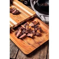 Kit Tábua e Bandeja Tramontina Churrasco em Madeira Teca com Acabamento em Óleo Mineral 40 x 30 cm