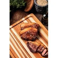 Kit Tábua e Bandeja Tramontina Churrasco em Madeira Teca com Acabamento em Óleo Mineral 40 x 30 cm