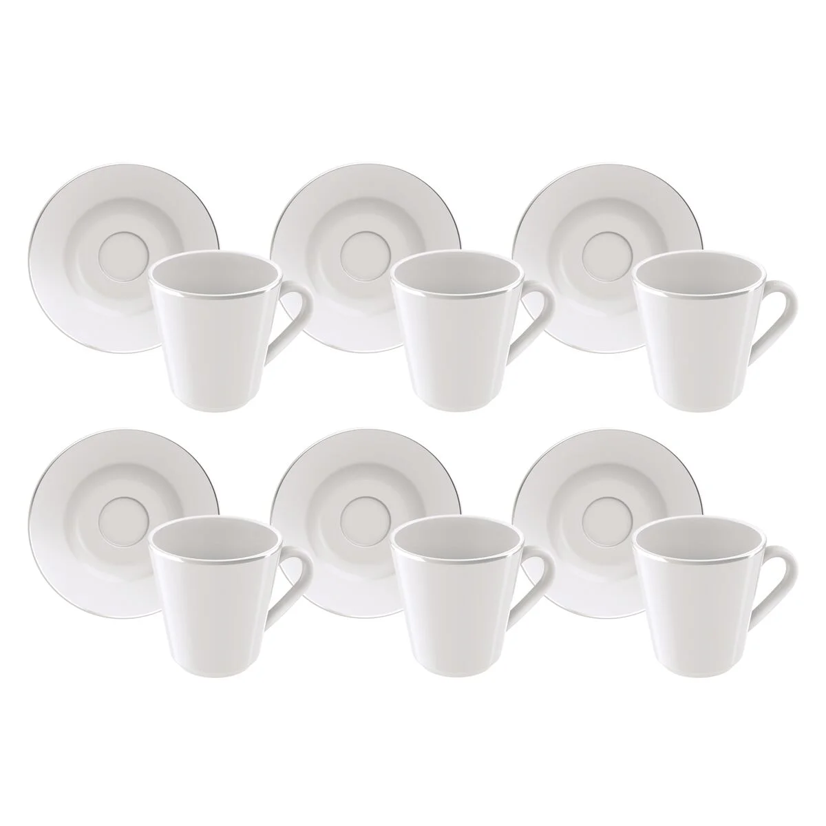 Kit Xícara e Pires de CaféTramontina Joana em Porcelana Decorada 70 ml 06 Peças
