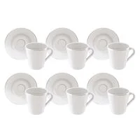 Kit Xícara e Pires de CaféTramontina Joana em Porcelana Decorada 70 ml 06 Peças