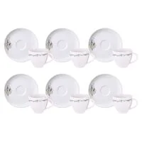 Kit Xícara e Pires de Café Tramontina Lilla em Porcelana Decorada 100 ml 12 Peças