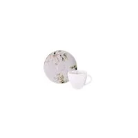 Kit Xícara e Pires de Café Tramontina Magnólia em Porcelana Decorada 100 ml 12 Peças