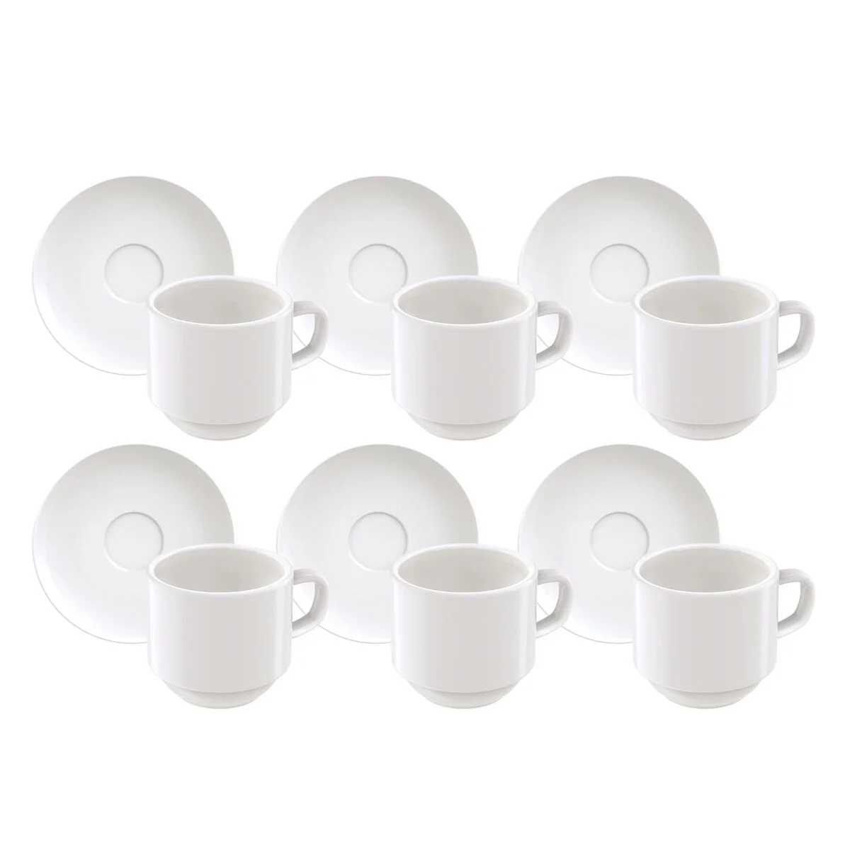 Kit Xícara e Pires de Café Tramontina Paola em Porcelana 100 ml 12 Peças