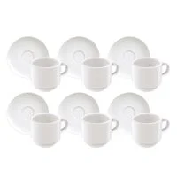 Kit Xícara e Pires de Café Tramontina Paola em Porcelana 100 ml 12 Peças