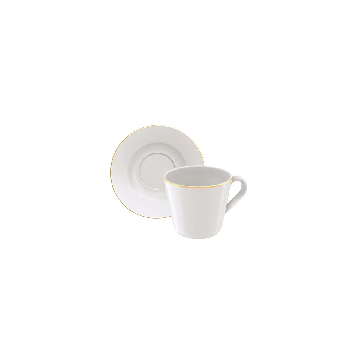 Kit Xícara e Pires de Chá Filetado Tramontina Elisa em Porcelana com Borda Dourada 185 ml 06 Peças