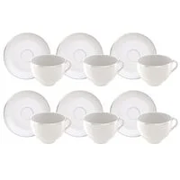 Kit Xícara e Pires de Chá Tramontina Atena em Porcelana Decorada 250 ml 06 Peças