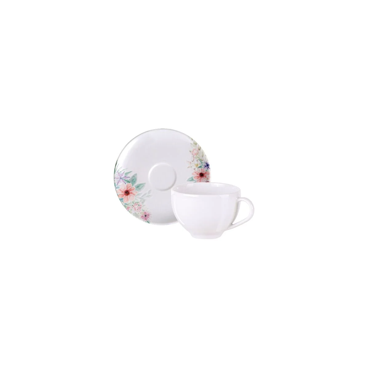 Kit Xícara e Pires de Chá Tramontina Floratta em Porcelana Decorada 250 ml 12 Peças
