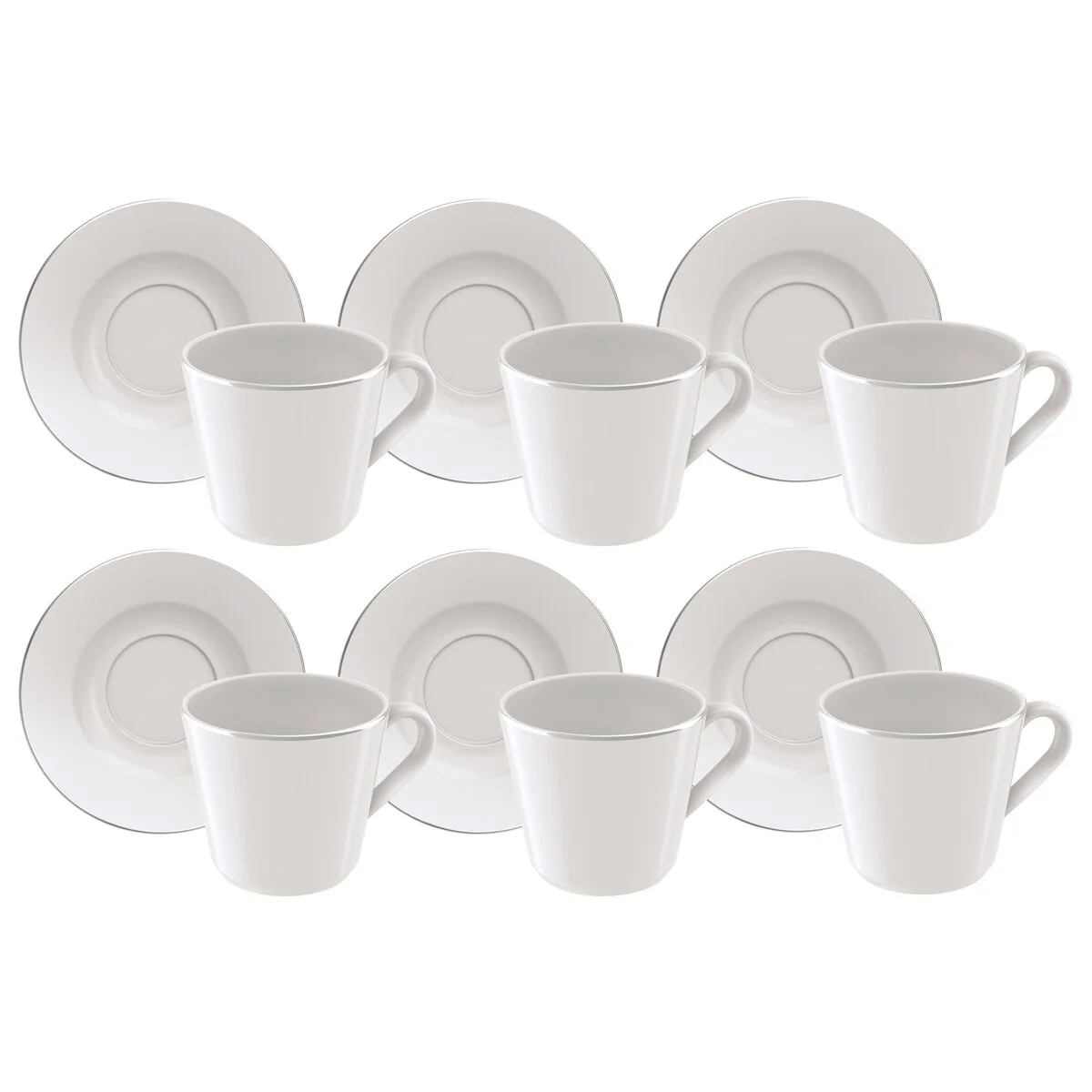 Kit Xícara e Pires de Chá Tramontina Joana em Porcelana Decorada 185 ml 06 Peças