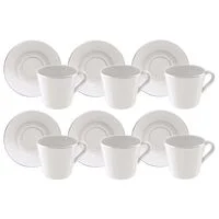 Kit Xícara e Pires de Chá Tramontina Joana em Porcelana Decorada 185 ml 06 Peças