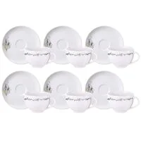 Kit Xícara e Pires de Chá Tramontina Lilla em Porcelana Decorada 250 ml 12 Peças