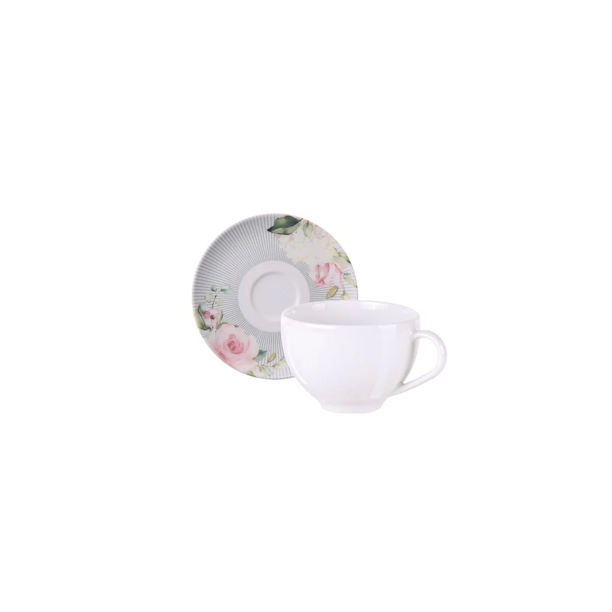 Kit Xícara e Pires de Chá Tramontina Ornatta em Porcelana Decorada 250 ml 12 Peças