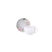 Kit Xícara e Pires de Chá Tramontina Ornatta em Porcelana Decorada 250 ml 12 Peças
