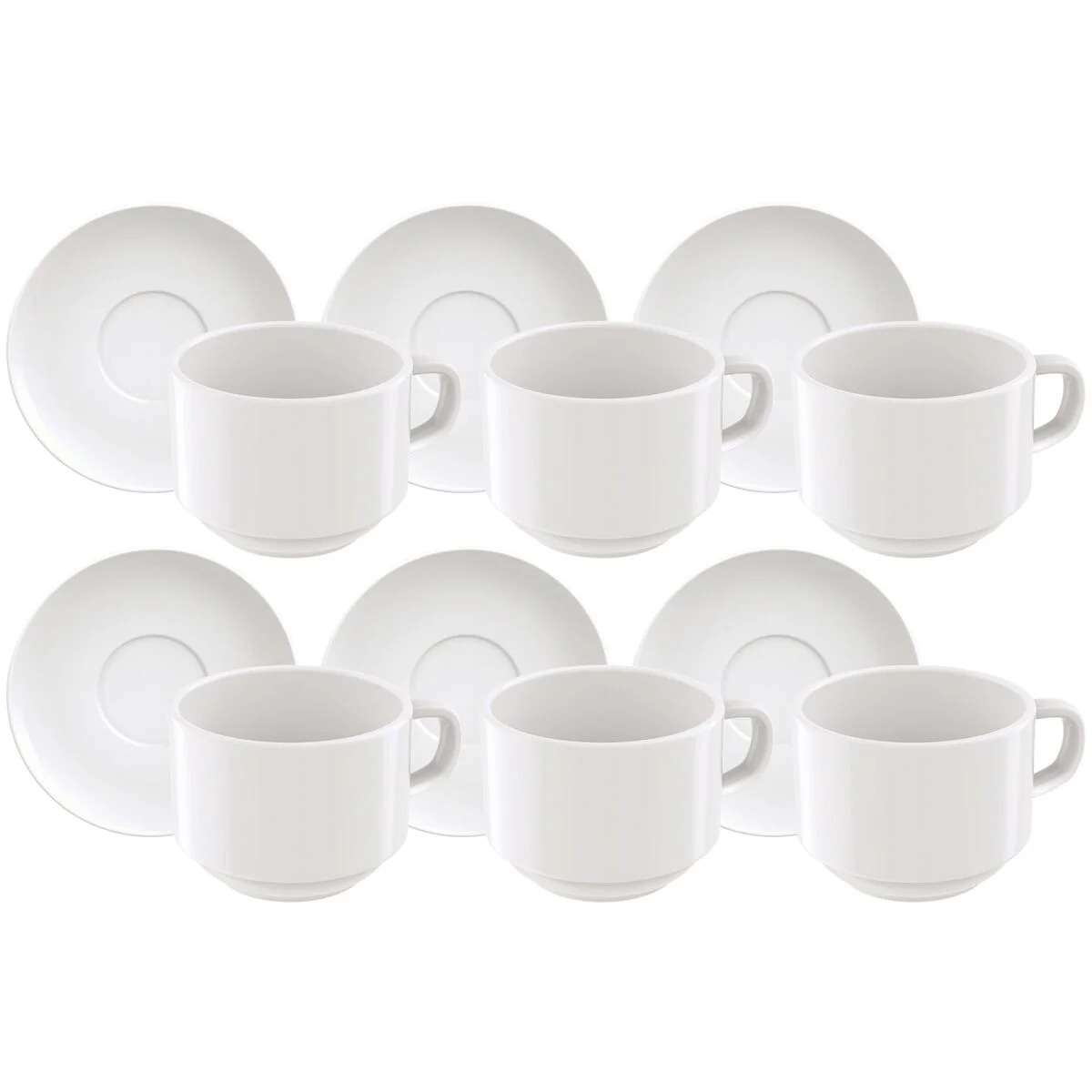 Kit Xícara e Pires de Chá Tramontina Paola em Porcelana 240 ml 12 Peças