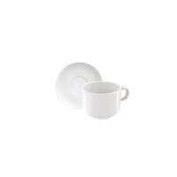 Kit Xícara e Pires de Chá Tramontina Paola em Porcelana 240 ml 12 Peças