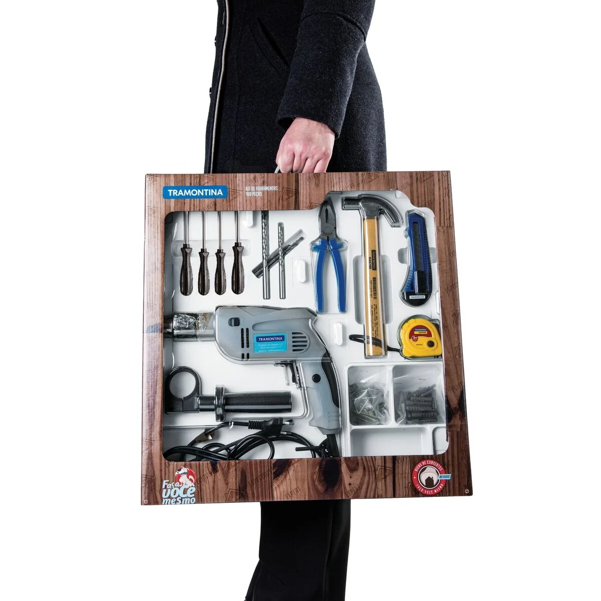 Kit de Ferramentas Tramontina com Furadeira Elétrica 500 W 127 V 100 peças
