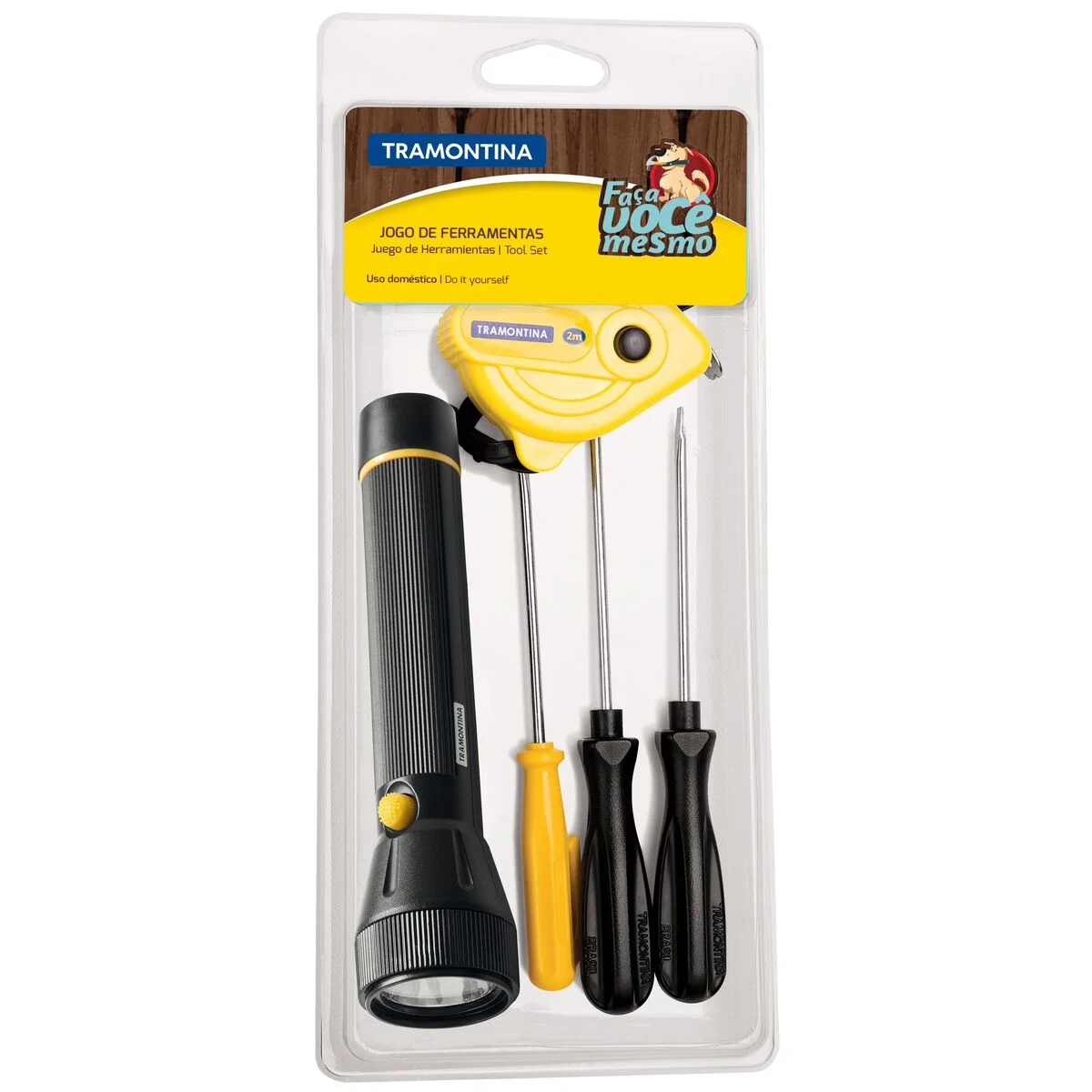 Kit de Ferramentas Tramontina com Lanterna Chaves de Fenda e Trena 5 Peças