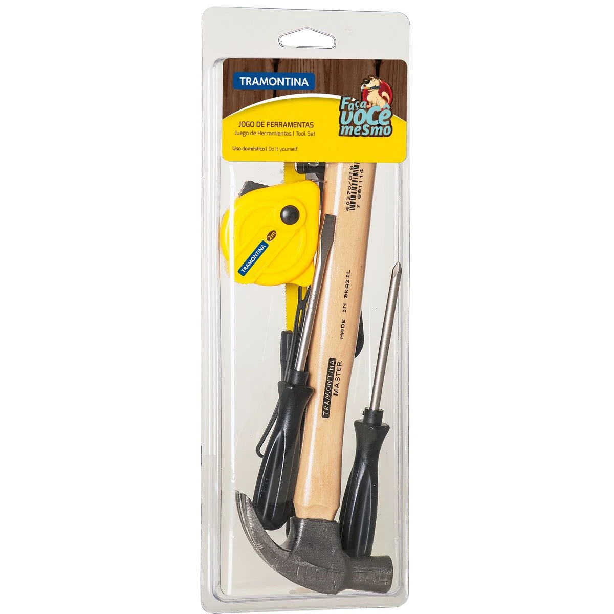 Kit de Ferramentas Tramontina com Martelo Trena Miniarco de Serra e Chaves de Fenda 5 peças