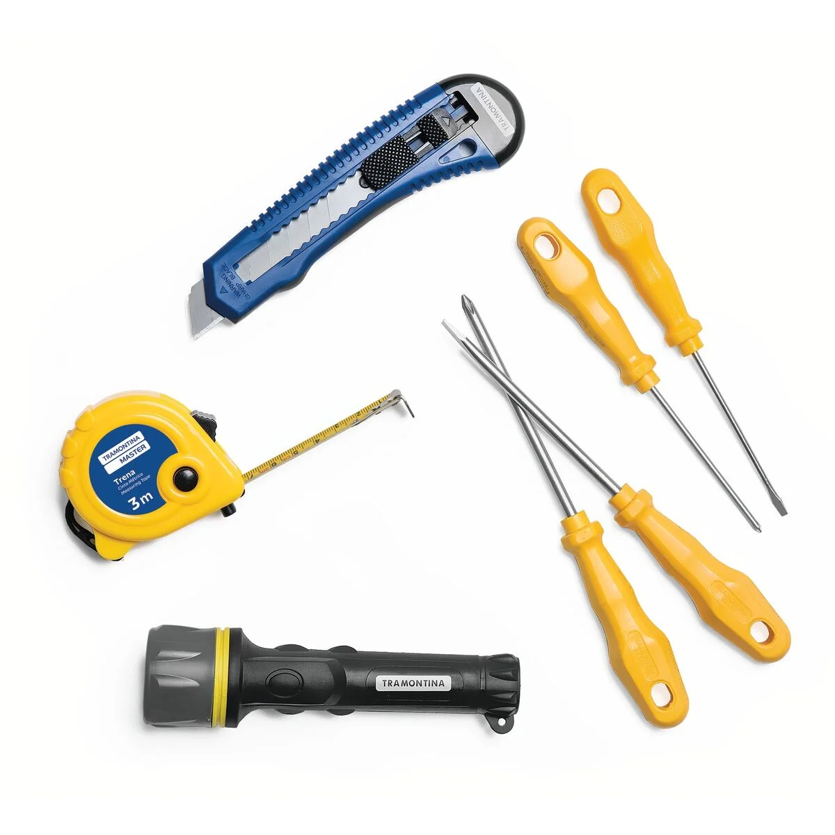 Kit de Ferramentas Tramontina com Trena Lanterna Estilete e Chaves de Fenda 7 peças