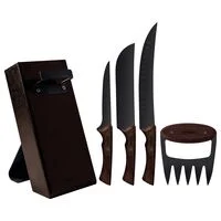 Kit para Churrasco Tramontina Churrasco Black com Lâminas de Aço Inox Escurecido e Cabos de Madeira 05 Peças