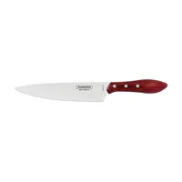 Kit para Churrasco Tramontina com Lâminas em Aço Inox e Cabos de Madeira Polywood Vermelho com Tábua e Estojo 8 Peças